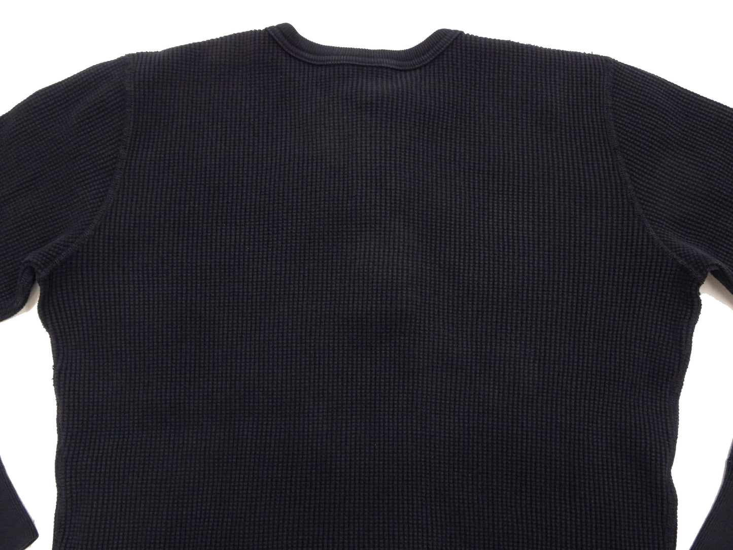 Studio D'Artisan Men's Heavyweight Waffle Knit Thermal Henley Long Sleeve T-Shirt - 100% Cotton, Ribbed Crew Neck Band, Ribbed Cuffs, Raw-edge hem, Made in Japan (SDA 9937) Black