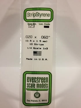 Evergreen .020" x .060" White Strip - Polystyrene - #123