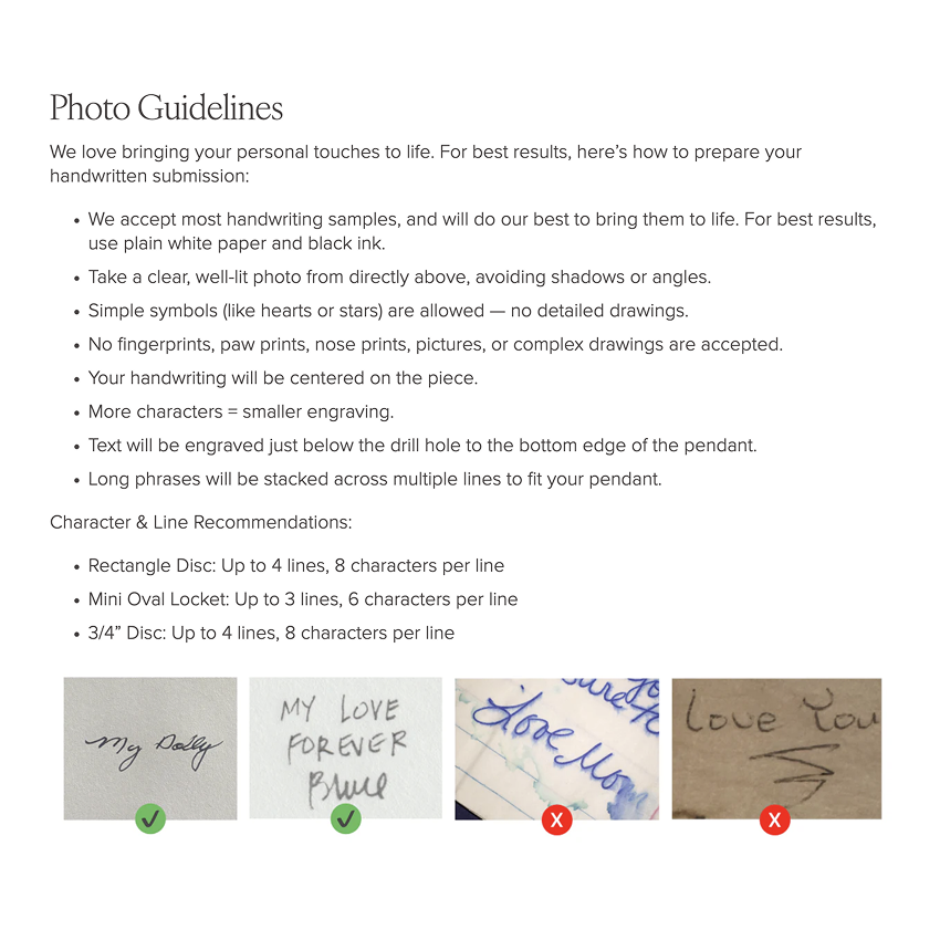 Engraved Handwriting Rectangle Necklace