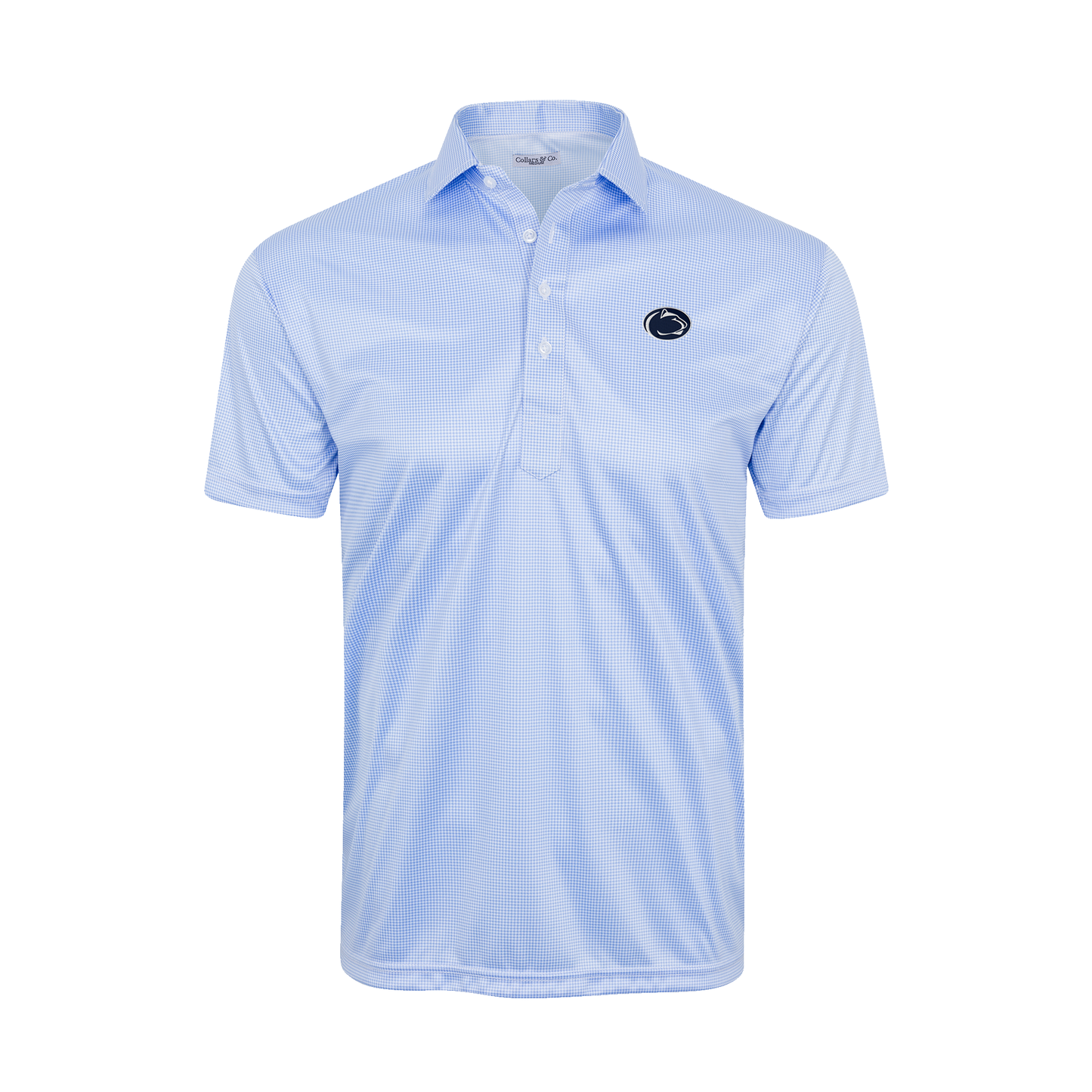 Penn State Semi-Spread Collar Polo Blue Houndstooth