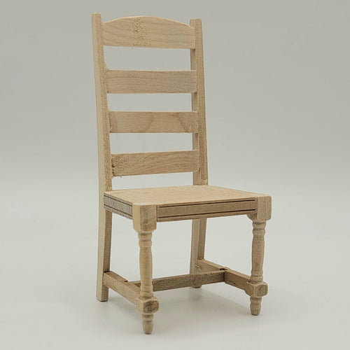 Ladder Back Side Chair - Unfinished - 1/12 Scale Dollhouse Miniature