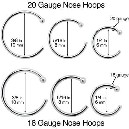 20G 3/8 14k Solid Rose Gold Nose Hoop