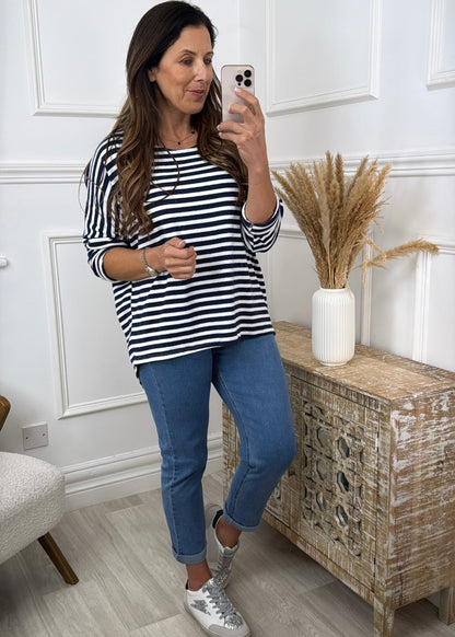 Francine Navy Striped Top