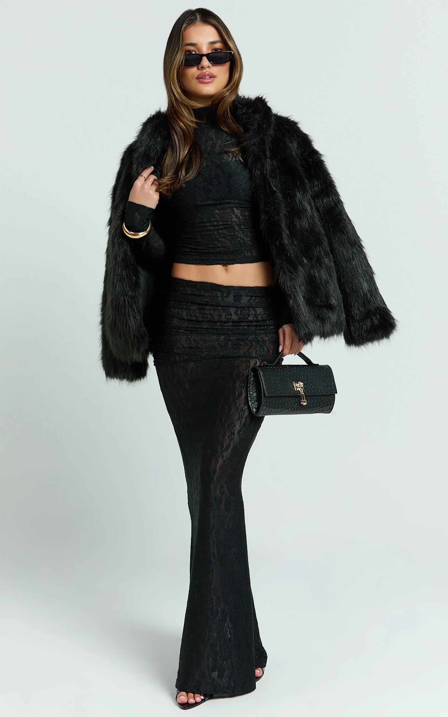 Kathleen Top - Turtle Neck Long Sleeve Jersey Top in Black