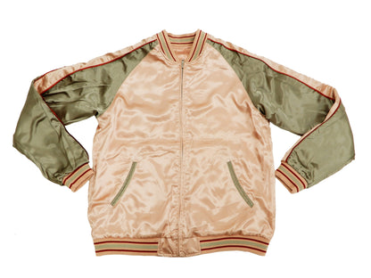 Japanesque Men's Japanese Souvenir Jacket Goldfish Sukajan 3RSJ-044 Pink/Beige