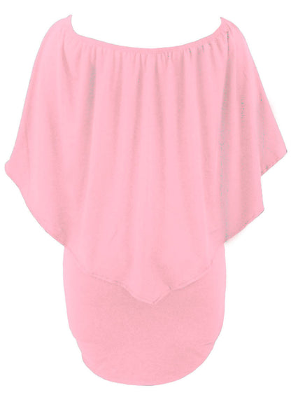 Plus size  Dressing Layered Fiery Red Mini Poncho Dress