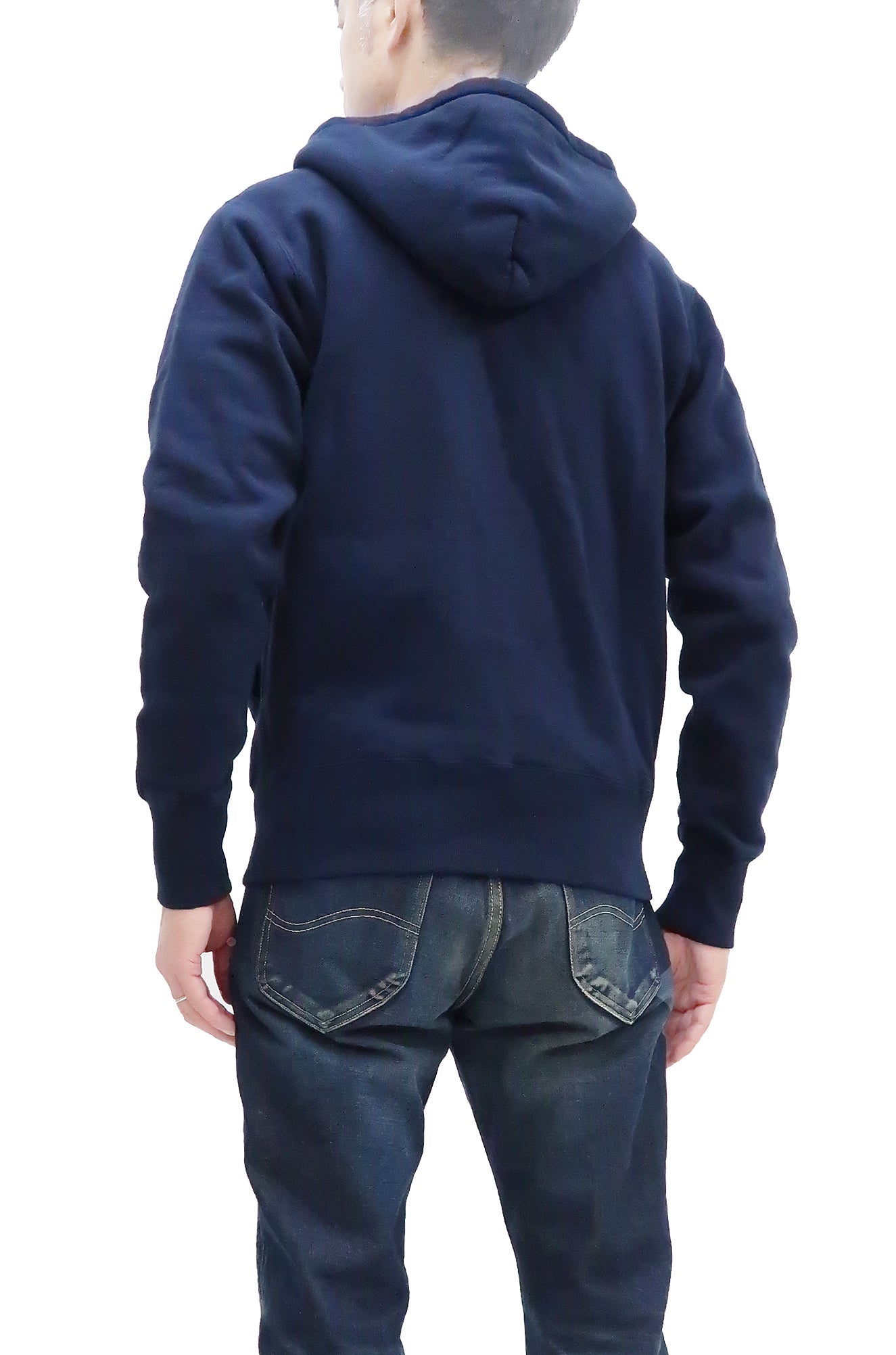 Studio D'artisan Plain Hoodie Men's Solid Zip-Up Hooded Sweatshirt 8087M Navy-Blue