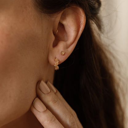 August CZ Birth Flower Huggie Hoop Earrings