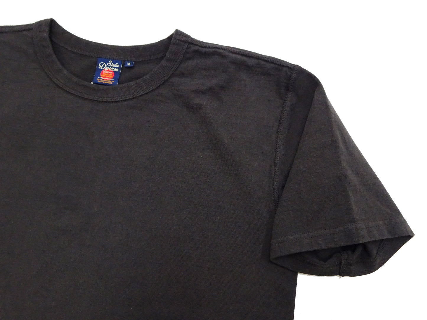 Studio D'artisan Plain T-Shirt Made from Heavyweight Loopwheeled Jersey Fabric Men's Tsuri-Ami Short Sleeve Tee 9913 Charcoal Black (Faded Black)