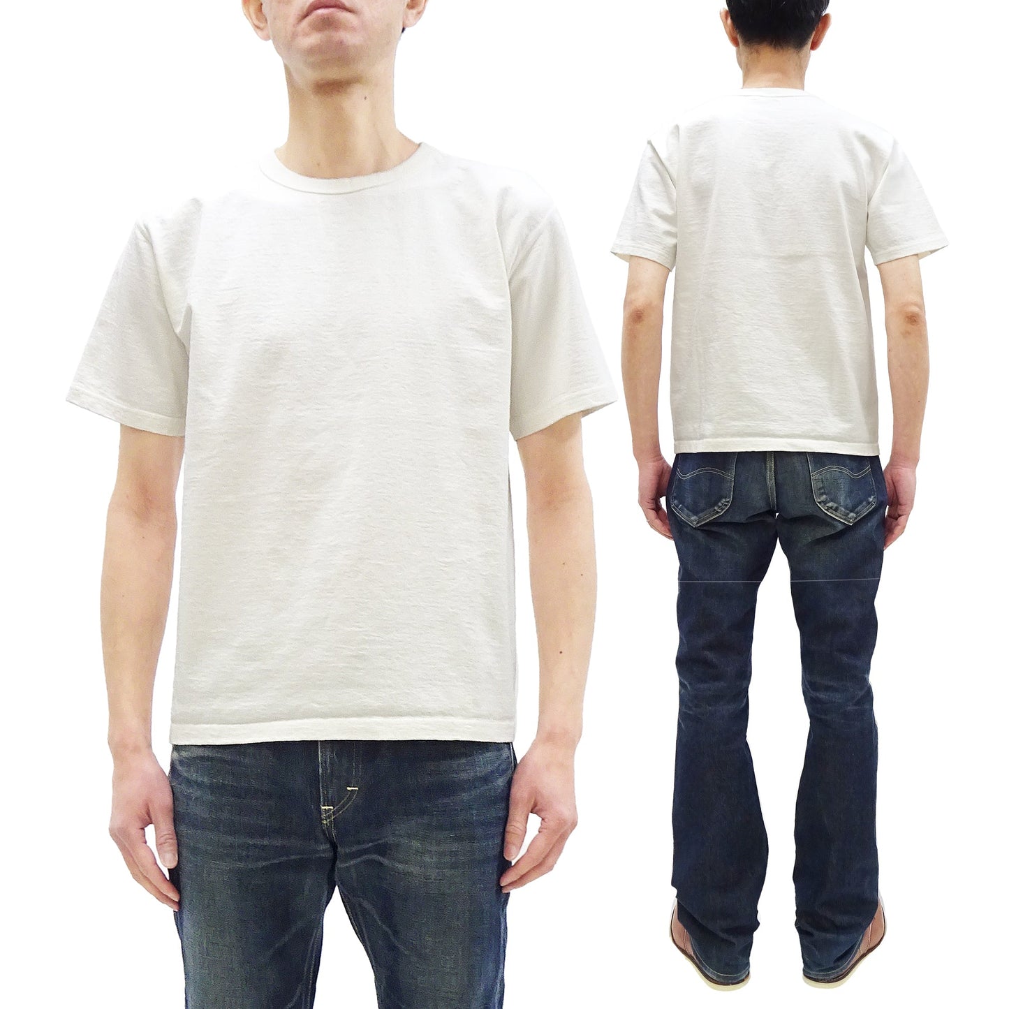 Studio D'artisan Plain T-Shirt Made from Heavyweight Loopwheeled Jersey Fabric Men's Tsuri-Ami Short Sleeve Tee 9913 Off-White