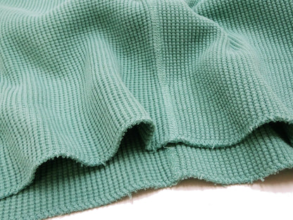Studio D'Artisan Men's Heavyweight Waffle Knit Thermal Long Sleeve T-Shirt - 100% Cotton, Crew Neck, Ribbed Cuffs, Raw-edge hem, Made in Japan (SDA 9936) Emerald Green