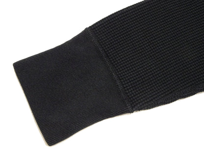 Studio D'Artisan Men's Heavyweight Waffle Knit Thermal Henley Long Sleeve T-Shirt - 100% Cotton, Ribbed Crew Neck Band, Ribbed Cuffs, Raw-edge hem, Made in Japan (SDA 9937) Black