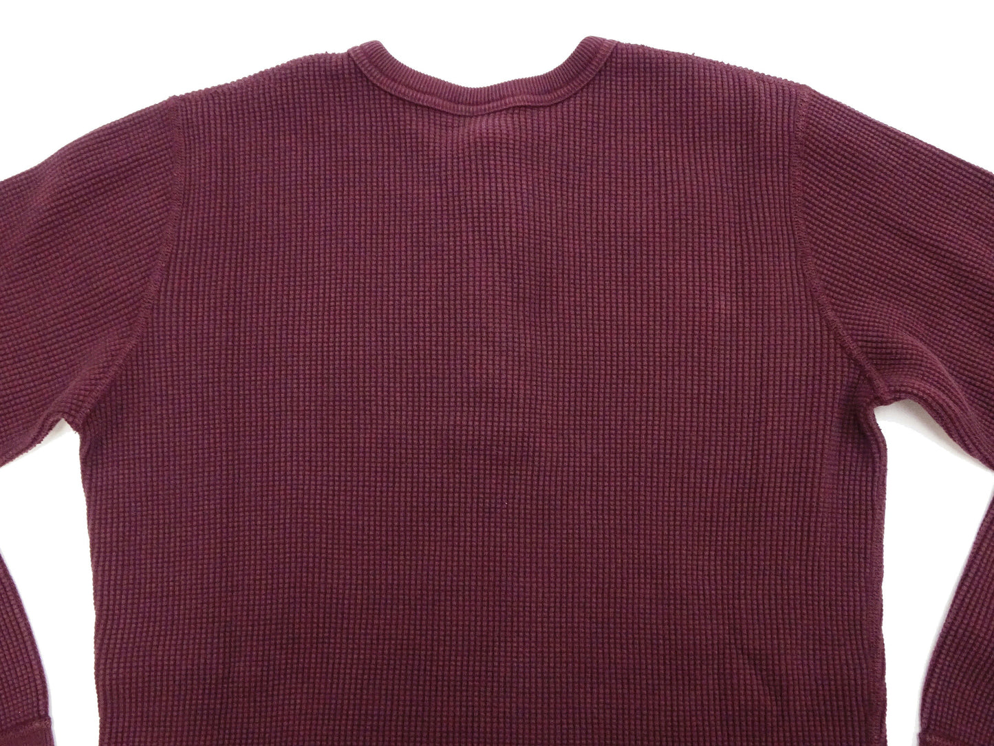 Studio D'Artisan Men's Heavyweight Waffle Knit Thermal Henley Long Sleeve T-Shirt - 100% Cotton, Ribbed Crew Neck Band, Ribbed Cuffs, Raw-edge hem, Made in Japan (SDA 9937) Burgundy