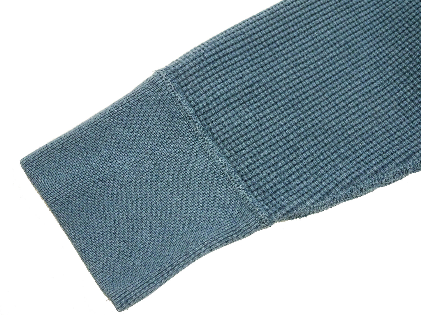 Studio D'Artisan Men's Heavyweight Waffle Knit Thermal Henley Long Sleeve T-Shirt - 100% Cotton, Ribbed Crew Neck Band, Ribbed Cuffs, Raw-edge hem, Made in Japan (SDA 9937) Faded-Blue