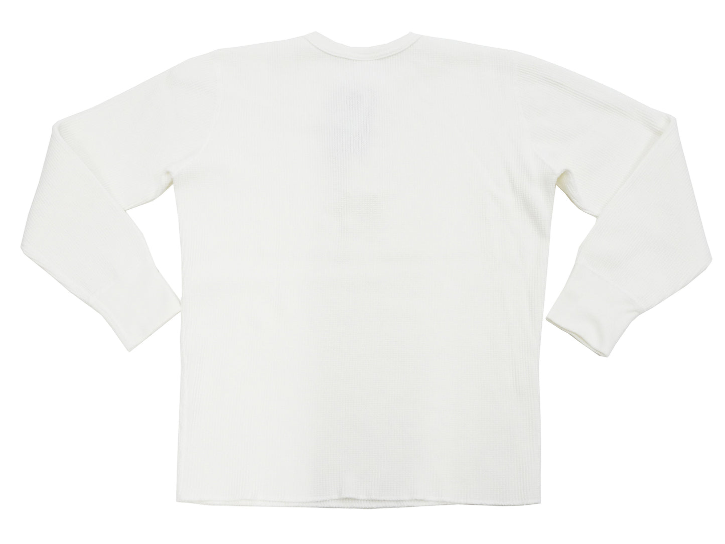 Studio D'Artisan Men's Heavyweight Waffle Knit Thermal Henley Long Sleeve T-Shirt - 100% Cotton, Ribbed Crew Neck Band, Ribbed Cuffs, Raw-edge hem, Made in Japan (SDA 9937) White
