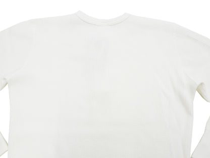 Studio D'Artisan Men's Heavyweight Waffle Knit Thermal Henley Long Sleeve T-Shirt - 100% Cotton, Ribbed Crew Neck Band, Ribbed Cuffs, Raw-edge hem, Made in Japan (SDA 9937) White
