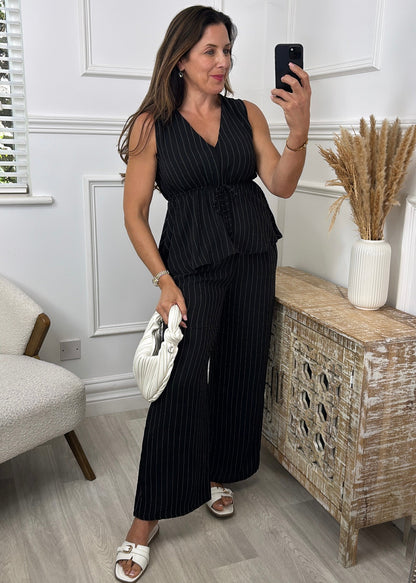 Catherine Striped Set Black