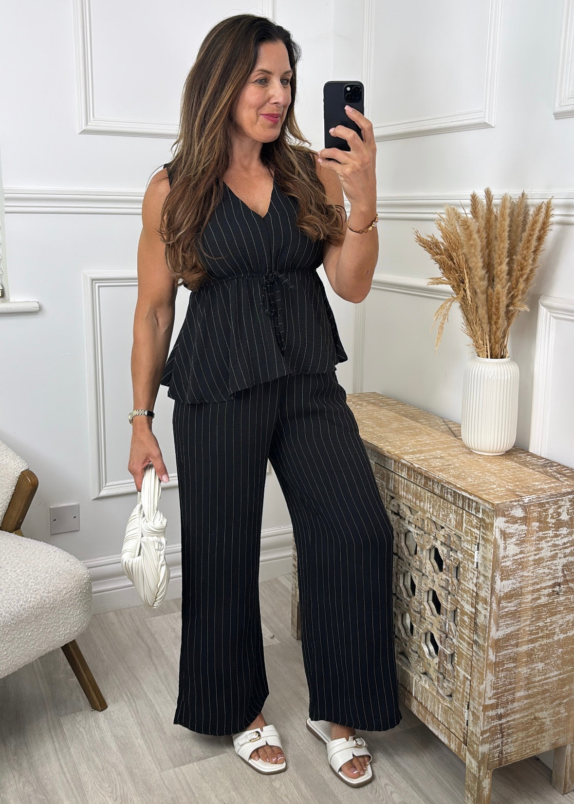 Catherine Striped Set Black