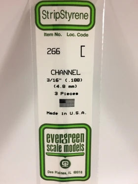 Evergreen Channel .188" - Opaque White Polystyrene - #266