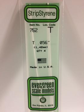 Evergreen T Channel 1.42MM - Opaque White Polystyrene - #762