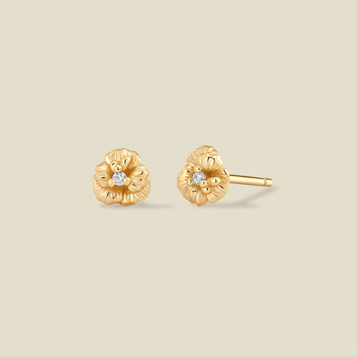 February CZ Birth Flower Stud Earrings