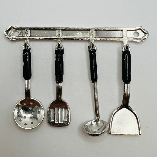 Metal Utensils with Rack - 1/12 Scale Miniature