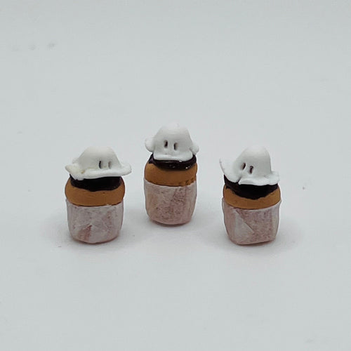 3 Ghost Cupcakes - 1/12 Scale Dollhouse Miniature