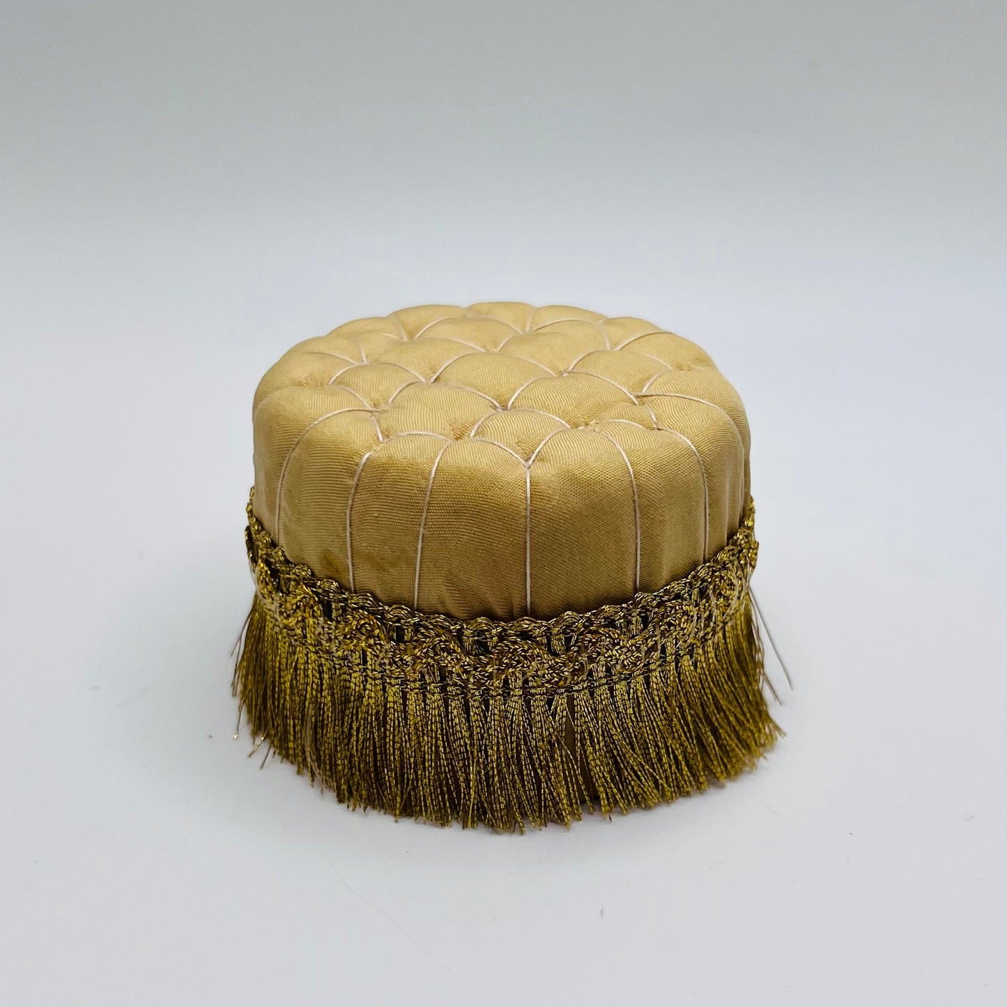 Gold Upholstered Pouf - 1/12 Scale Dollhouse Miniature
