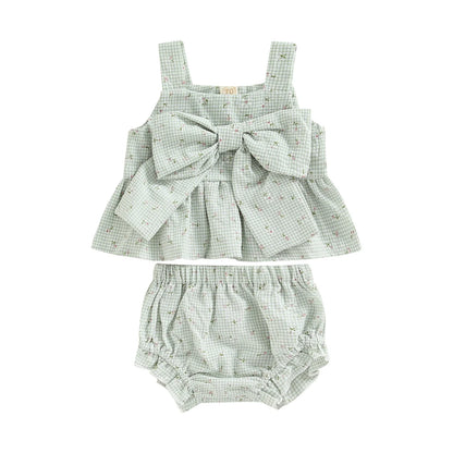 LEAH Checkered Big Bow Outfit