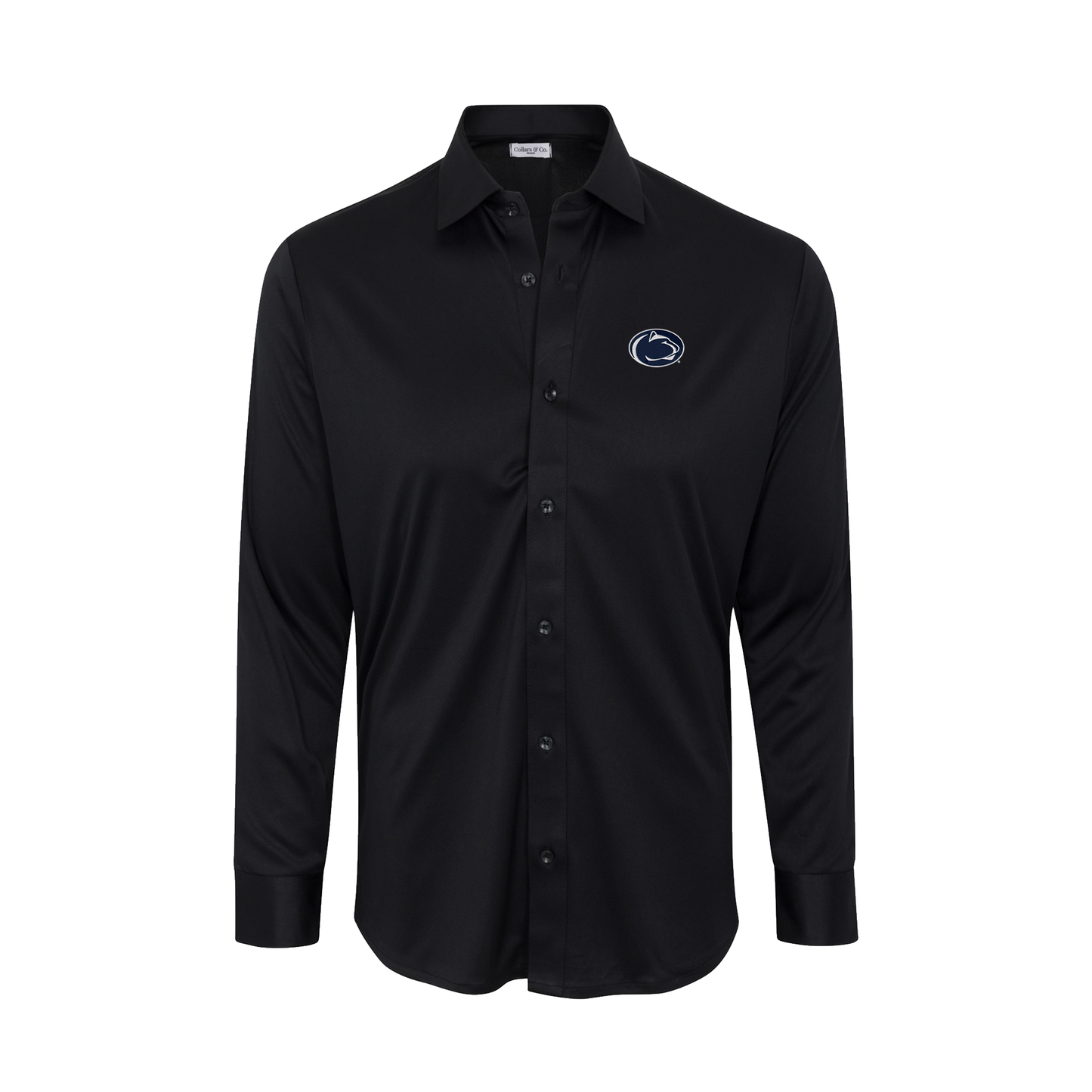 Penn State Quattro Flex Dress Shirt with Semi-Spread Collar Black