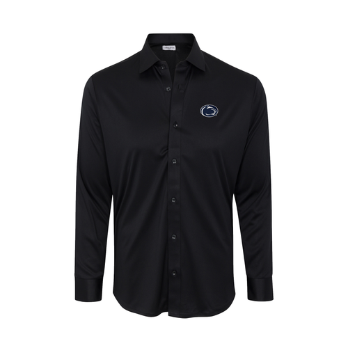 Penn State Quattro Flex Dress Shirt with Semi-Spread Collar Black