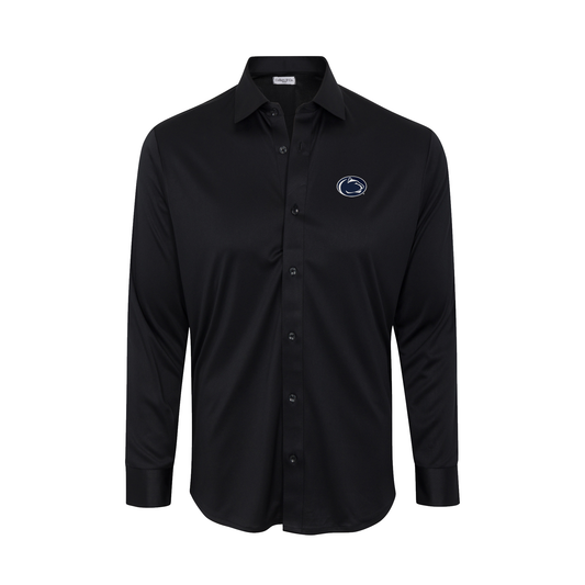 Penn State Quattro Flex Dress Shirt with Semi-Spread Collar Black