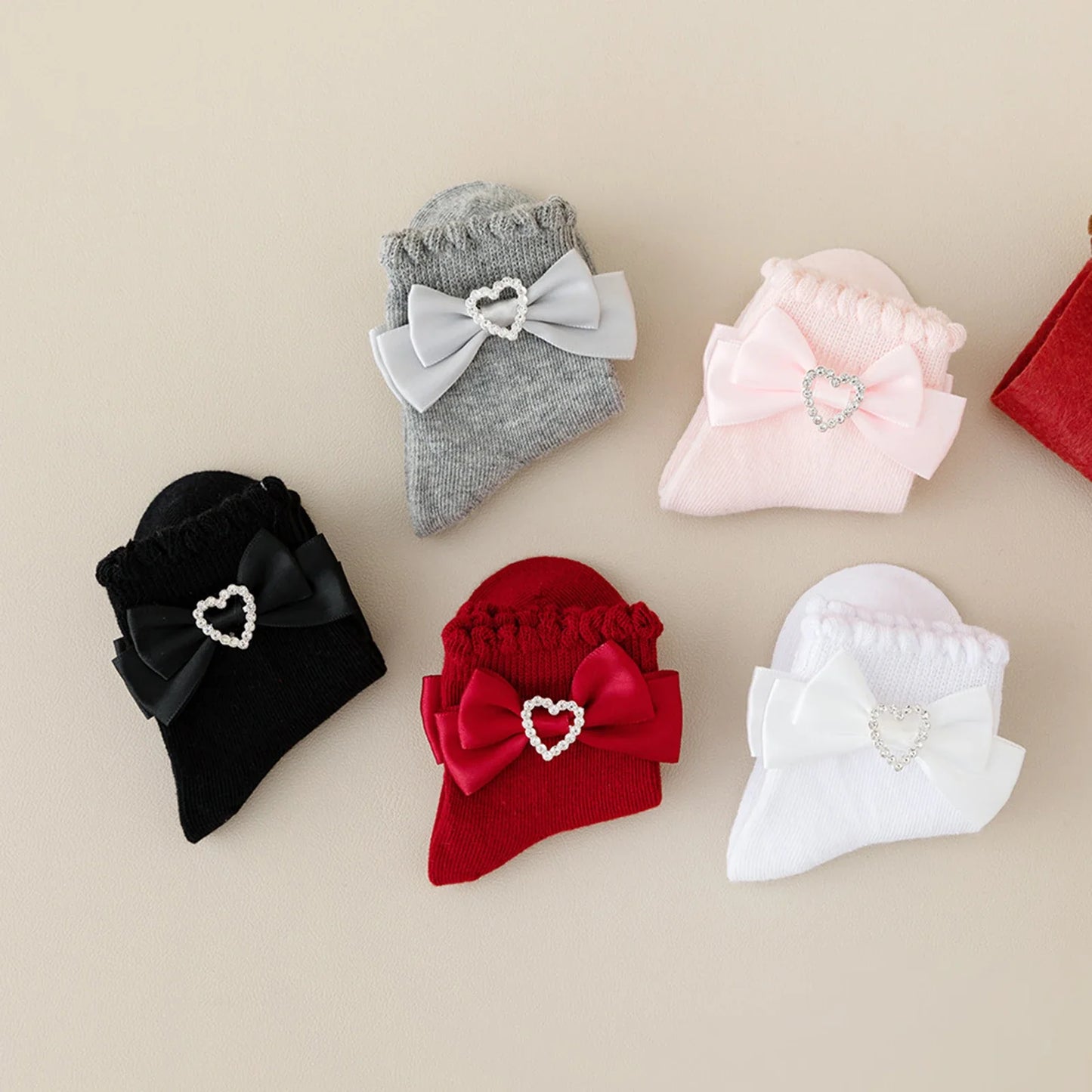 SPARKLING HEART Bowtie Socks