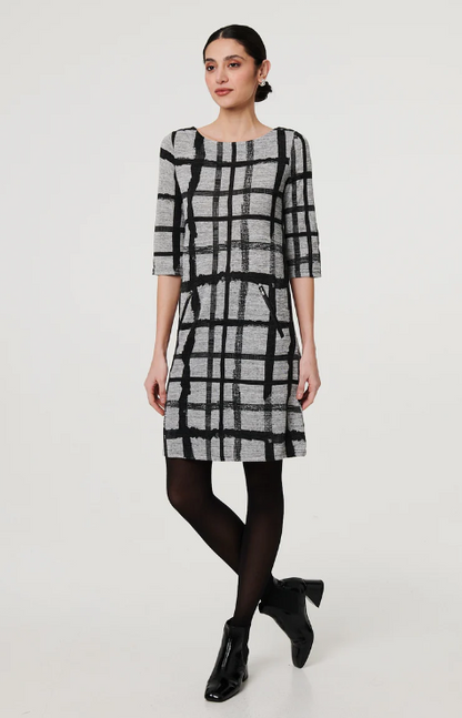 Nancy Black Check Shift Dress