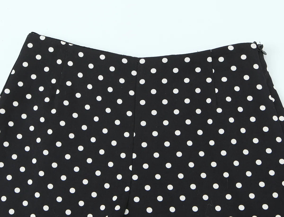 2026 Women New Fashion Suit Sexy Sleeveless Backless Polka Dot Halter Slim Short Top+Side Zipper Casual Short Skirts