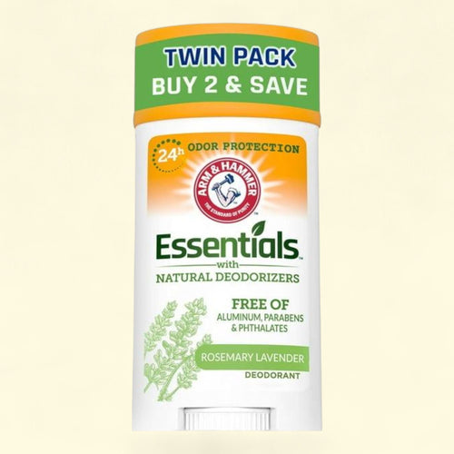 ARM & HAMMER Essentials Deodorant, Fresh Rosemary Lavender, 2.5 oz, 2 Ct