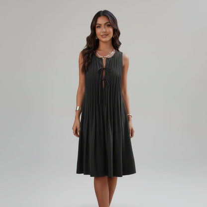 Knot Cut-Out Pleated Dress