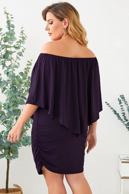 Plus size  Dressing Layered Fiery Red Mini Poncho Dress