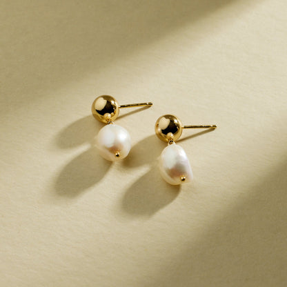 Drop Pearl Stud Earrings | Final Sale