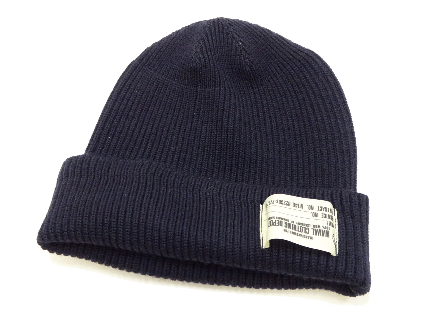 Buzz Rickson Men's U.S. Navy Watch Cap - 100% Wool Military Knit Hat - Made in Japan (BR02243 Navy Blue)