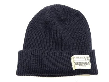 Buzz Rickson Men's U.S. Navy Watch Cap - 100% Wool Military Knit Hat - Made in Japan (BR02243 Navy Blue)