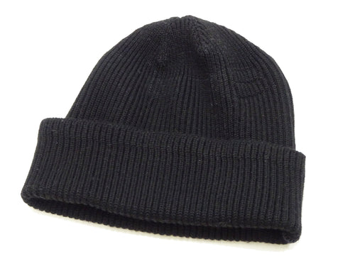 Buzz Rickson William Gibson Men's Plain Wool Knit Cap - U.S. Army Air Forces A-4 Model Reinterpreted in Black BR02272