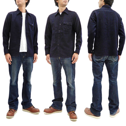Buzz Rickson US Navy CPO Shirt Mens Plain Long Sleeve Wool-Flannel Shirt BR24961 Navy-Blue