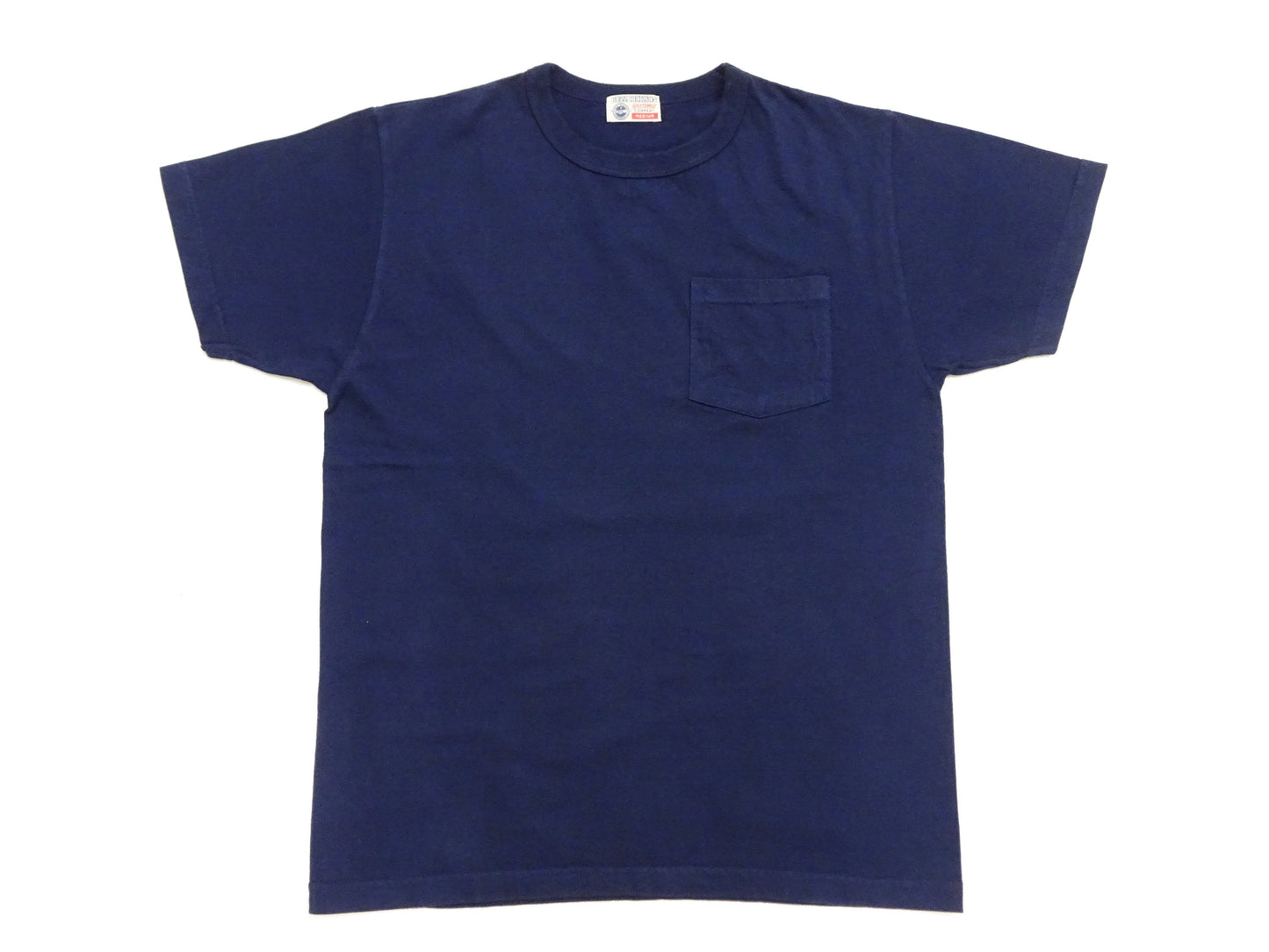 Buzz Rickson Men's Plain Short Sleeve Pocket T-Shirt, Made in USA, 6 oz. Ring-Spun Cotton Tubular-Knit Jersey Tee (BR78711 128 Navy)
