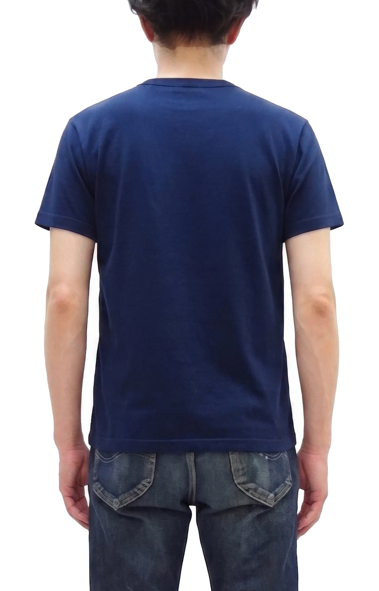 Buzz Rickson Men's Plain Short Sleeve Pocket T-Shirt, Made in USA, 6 oz. Ring-Spun Cotton Tubular-Knit Jersey Tee (BR78711 128 Navy)
