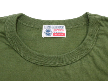 Buzz Rickson Men's Plain Short Sleeve Pocket T-Shirt, Made in USA, 6 oz. Ring-Spun Cotton Tubular-Knit Jersey Tee (BR78711 149 Olive)