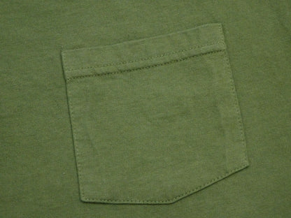 Buzz Rickson Men's Plain Short Sleeve Pocket T-Shirt, Made in USA, 6 oz. Ring-Spun Cotton Tubular-Knit Jersey Tee (BR78711 149 Olive)