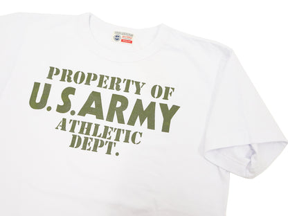 Buzz Rickson T-shirt Men's U.S. Army Athletic Department Military Graphic Short Sleeve Loopwheeled Tee BR79348 101 White
