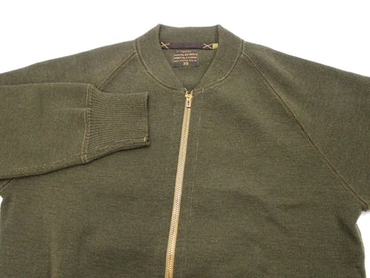 Buzz Rickson Zip Front Sweater Men's Reproduction of WWII USAAF Type C-2 Sweaters Wool Cardigan BR90259 Olive