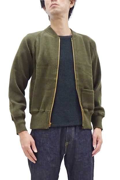 Buzz Rickson Zip Front Sweater Men's Reproduction of WWII USAAF Type C-2 Sweaters Wool Cardigan BR90259 Olive